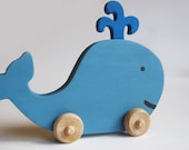 Wooden Whale Push Toy- Waldorf- Eco-friendly-  Toddler fun