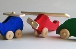Wooden Toy Set- Helicopter Car Airplane- Natural Waldof Push Toy