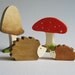 Wooden Hedgehogs and Mushrooms- Waldorf Toy- Nature Table
