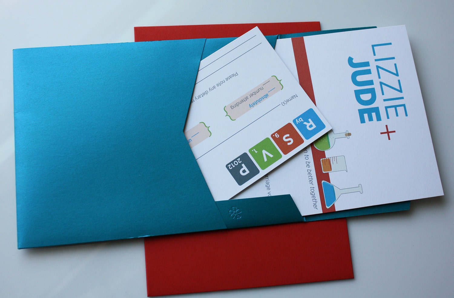 The Jude Chemistry Wedding Invitation Suite, 50 sets with pocket envelopes, made with green, eco friendly materials