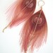 Apricot Peacock Feather Earrings  