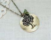 Tree of life.  Antique brass pendant necklace.
