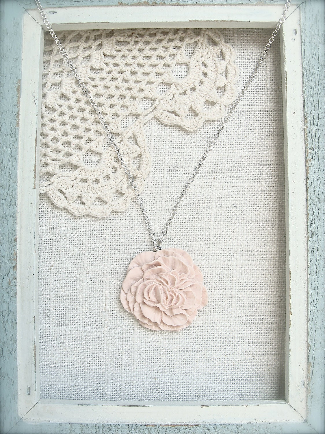 Shabby chic pink mum necklace.