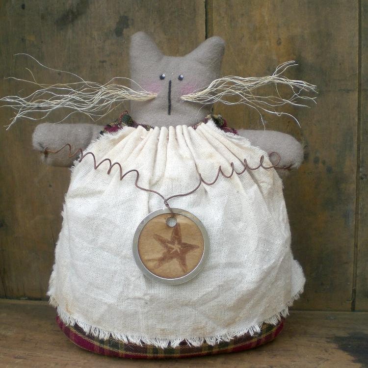 Taluleh The Primitive Folk Art Kitty Shelf Sitter Doll