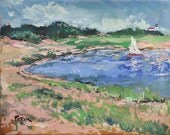 Landscape Painting with Seascape impressionism by Russ Potak