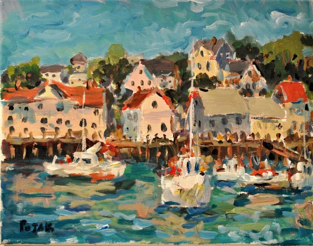 Maine Painting Boothbay Harbor Original Art by Russ Potak