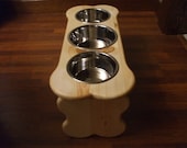 3 Quart and 2 Quart 12 Inch Triple - Ergonomically Designed Pet Feeder - STAINED The Color Of Your Choice