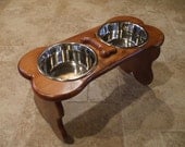 2 Quart 12 Double - Ergonomically Designed Elevated Pet Feeder - Stained Red Oak