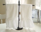 DISH TOWEL  ruffled...2 pairs of cotton flour sack (4 towels) - pure white