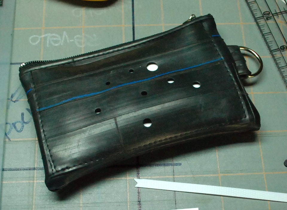 Patch Pocket Inner Tube Credit & Coin Wallet with a D-Ring