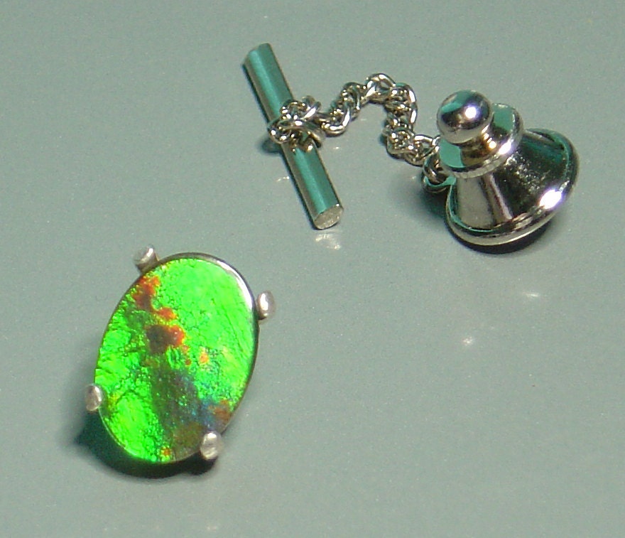 Ammolite/Ammonite Tie Tack Free Shipping USA Father's Day Gift for Dad