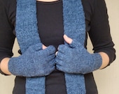 Organic cotton bamboo blend knitted scarf and gloves (Pick your color)