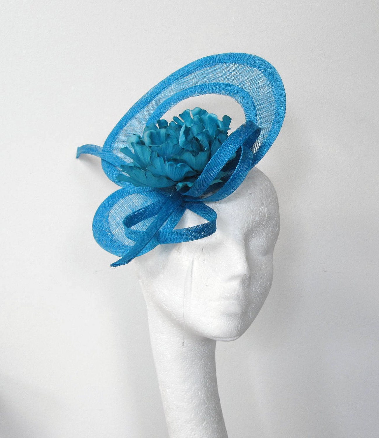 Dark Turquoise Fascinator Hat for Kentucky Derby, Weddings and Parties