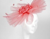 Coral Fascinator Kentucky Derby or Wedding Hat