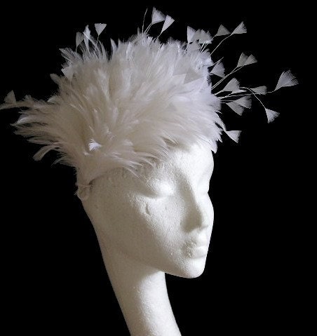 Cream Feather Fascinator Hat