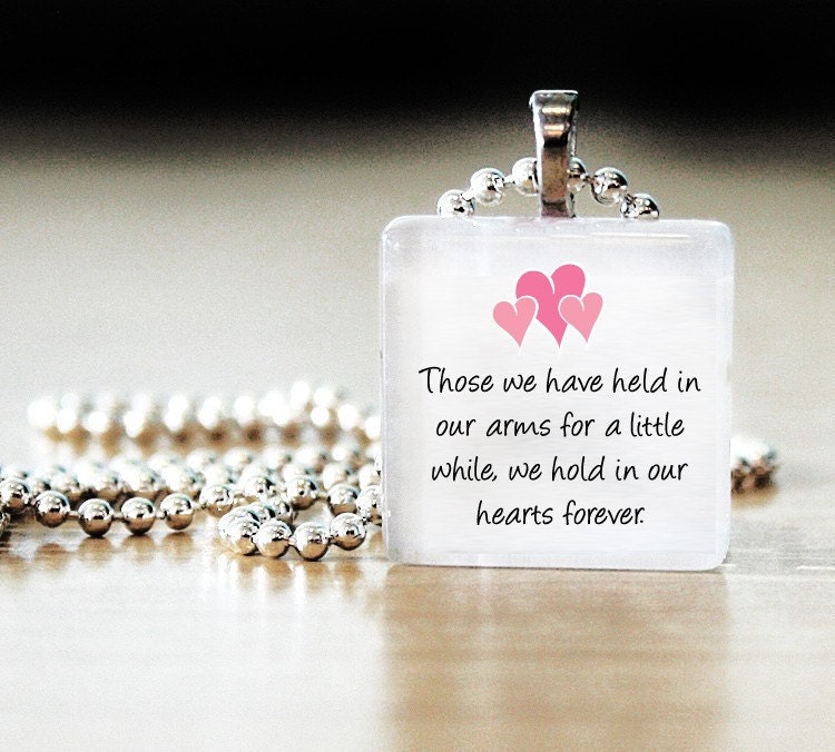 Those we have held in our arms - Square Glass Pendant