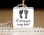 I Carry You In My Heart -- Glass Tile Pendant