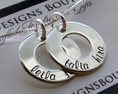 Engraved Jewelry - Personalized Hand Stamped Necklace - Sterling Impressions Double Eternity Circle Name Necklace