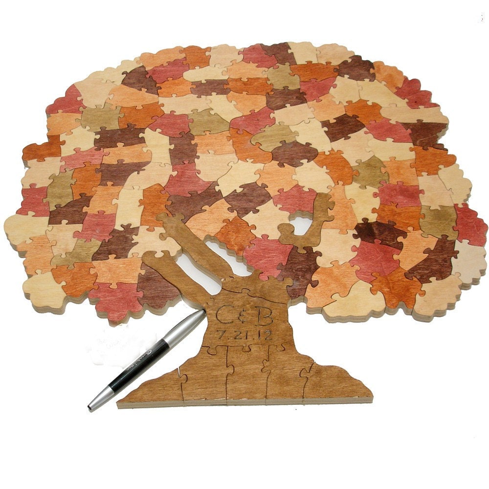 Wedding Guest Book Puzzle  -Wedding Tree - Custom Painting - 120 Pieces - Alternative Guest Book