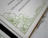 SAMPLE- Floral Scrollwork Letterpress Wedding Invitations