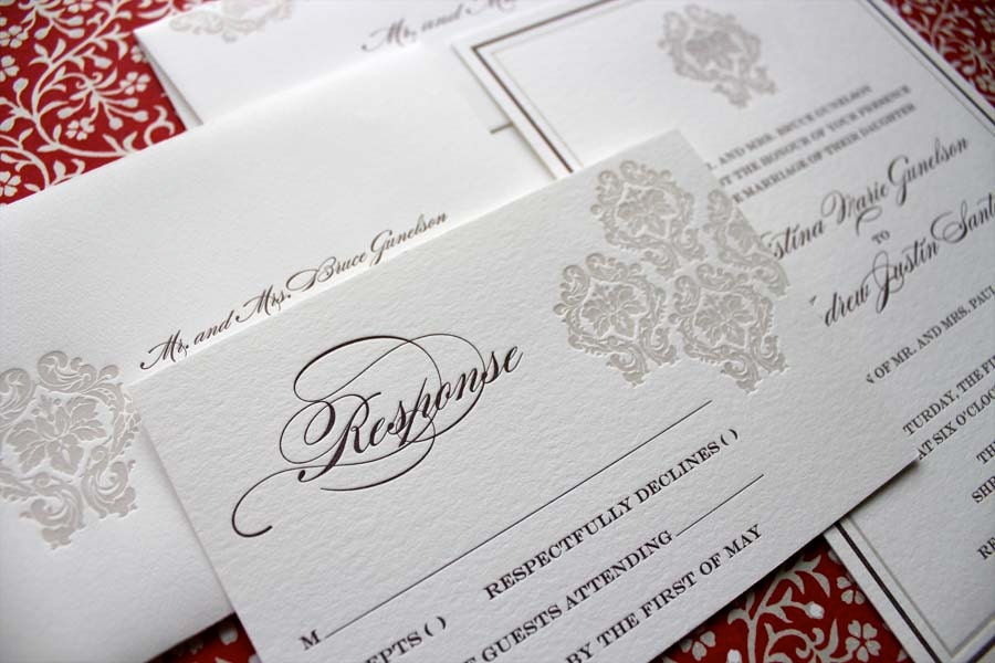 Baroque Letterpress Wedding Invitations