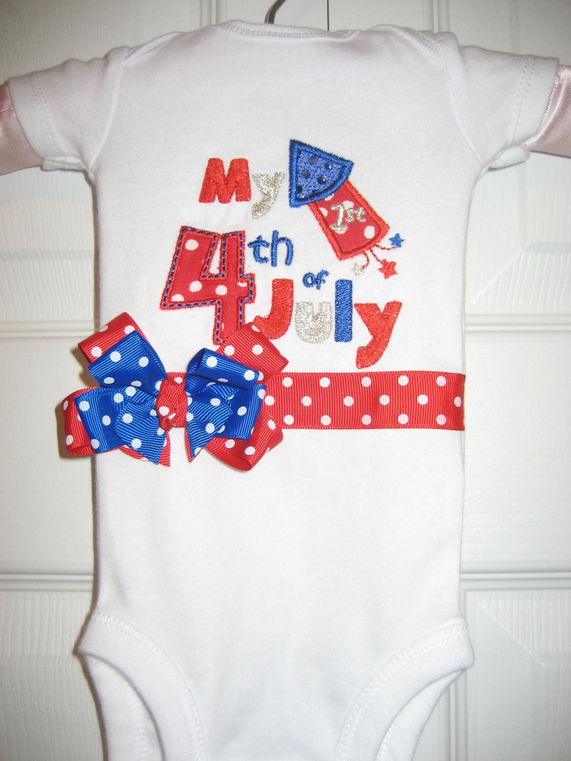 Boutique My First 4th of July one piece with bow