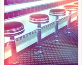 Old Diner Red Chair Seat  - 5x5 Retro Square Metallic Art Photograph Print - Made by artstudio54 on ETSY