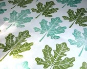Fig Leaf hand printed linen fabric by the yard