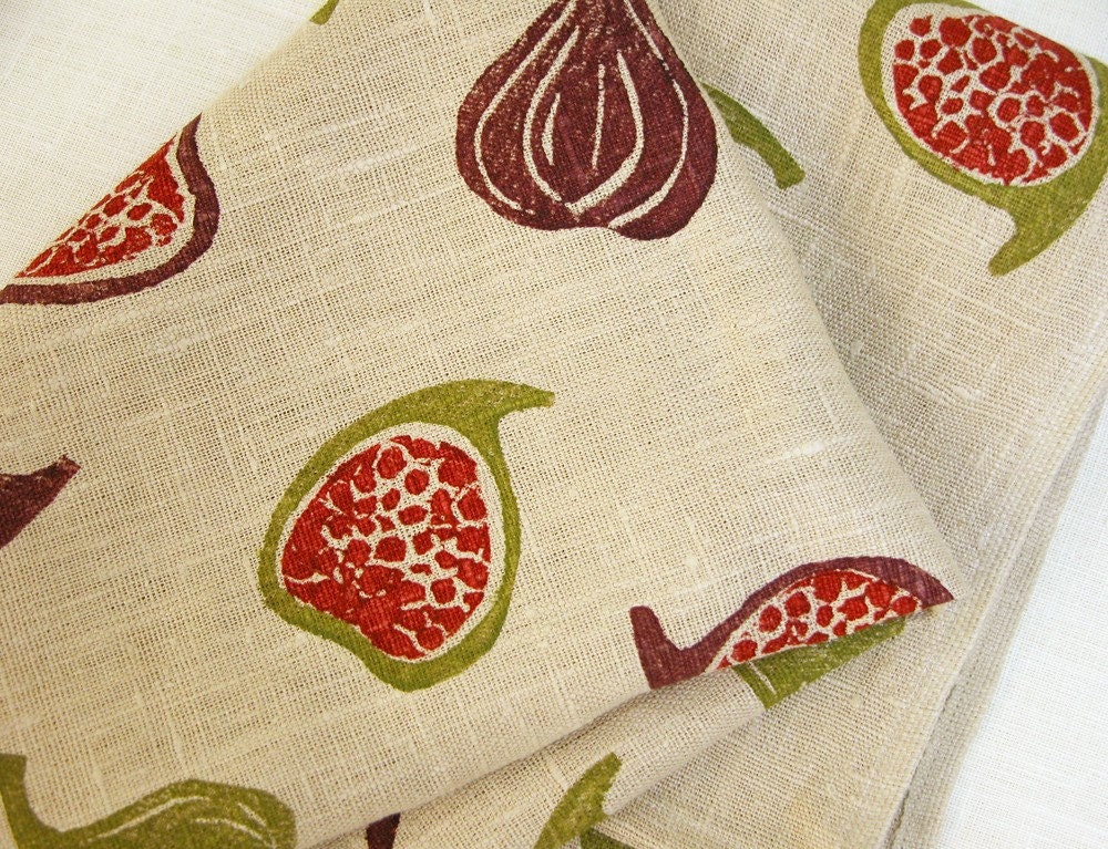 Fig Toss Autumn Decor Linen Tea Towel