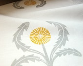 gray and yellow ochre on white dandelion linen napkins set of 4 - giardino
