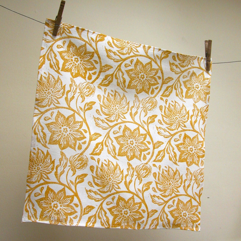 everyday yellow ochre on white passionflower linen napkins set of 6