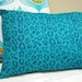 Leopard Peacock hand printed linen lumbar decorative pillow case