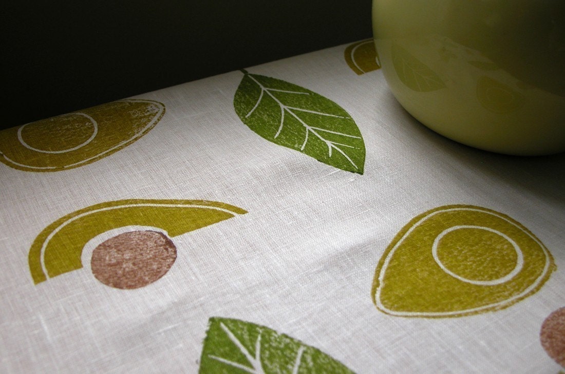 Avocado linen tea towel
