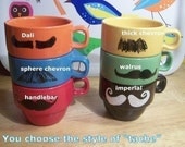 Single Mustache Mugs-you pick the style-Perfect for an anytime gift-BLACK mug