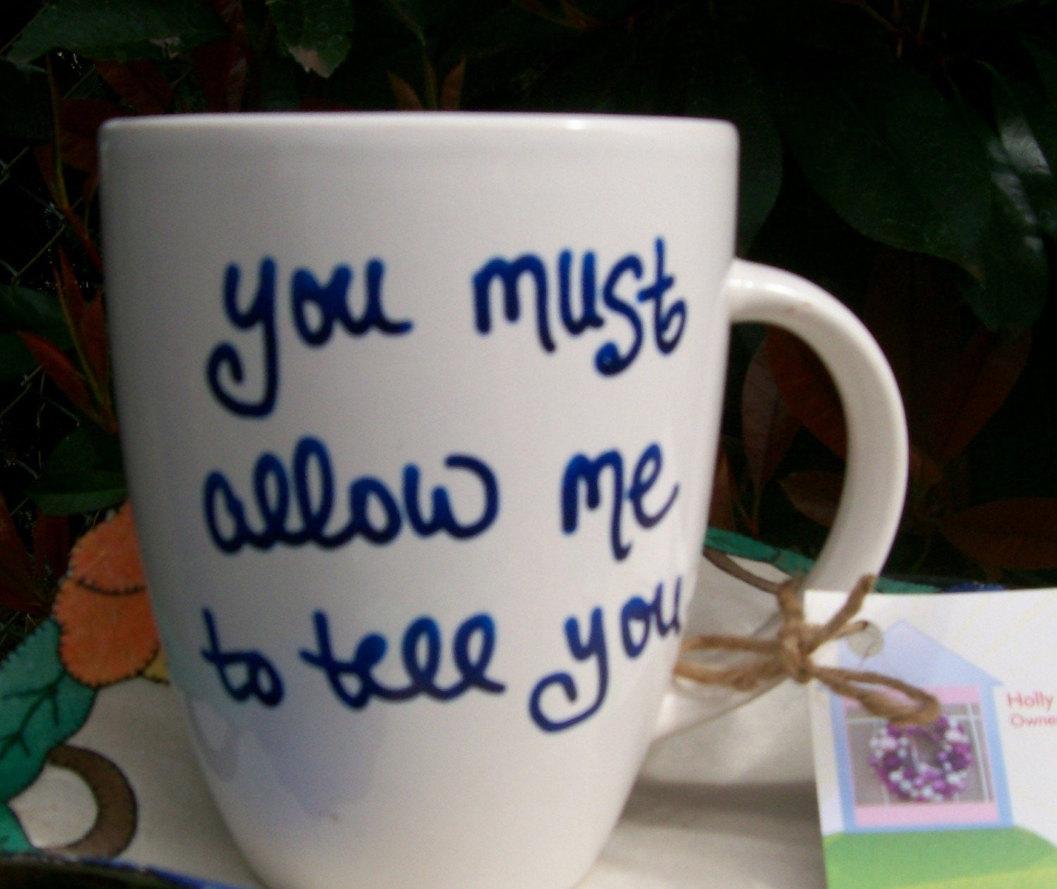 Pride and Prejudice quote mug-New-blue ink-Mr.Darcy Proposal- 8 oz-made to order