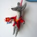 Original needle felted  Slightly  Big Bad Wolf with Felt flowers