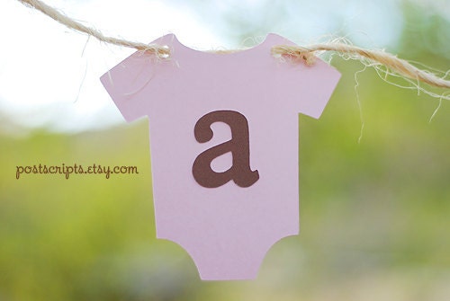It's A Girl - Pink and Brown Onesie Clothesline Banner perfect for baby shower, party, or maternity photo prop
