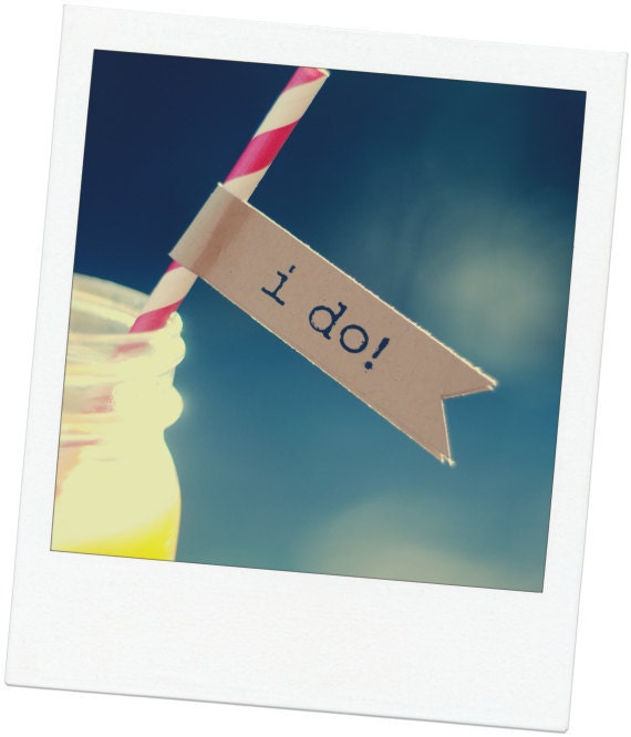 Printable 'I Do" Straw or Cupcake Flags - 15 per page - DIY - Vintage Wedding Favor Decor