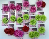 Pink Double rose hair clip Rockabilly VLV
