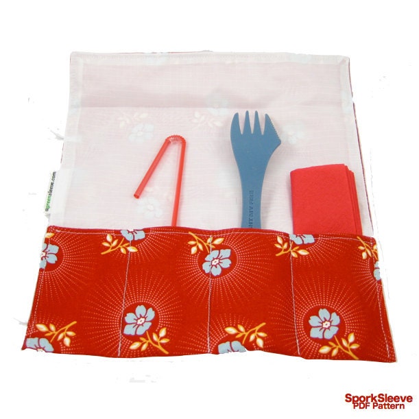 SporkSleeve (Instant Download) PDF Pattern- aGreenSleeve, Utensil Holder, Fork/Spoon Holder, School Lunch, Picnic Pouch
