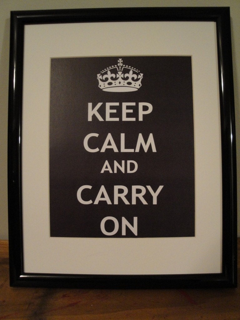 Keep Calm and Carry On FRAMED Print - Black