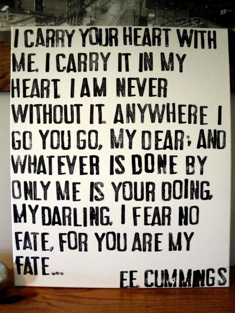 I Carry Your Heart - E.E. Cummings Poem on Canvas