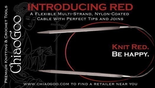 choose size 0-4 ChioaGoo Red - Premium Knitting Needle - fixed circular in 9, 12, 16, 24, 32 or 40 inch -