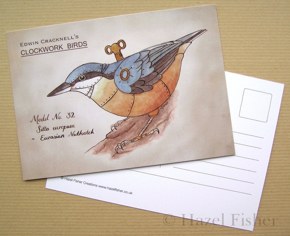 Clockwork Bird - Nuthatch - Postcard print