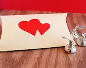 Wedding Favor Pillow Boxes Double Heart Accent Set of 25