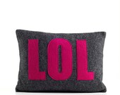 LOL -  recycled felt applique pillow 10" x 14" - more colors available