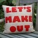LET'S MAKE OUT - recycled felt applique pillow 16 in - more colors available