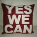 YES WE CAN felt applique throw pillow