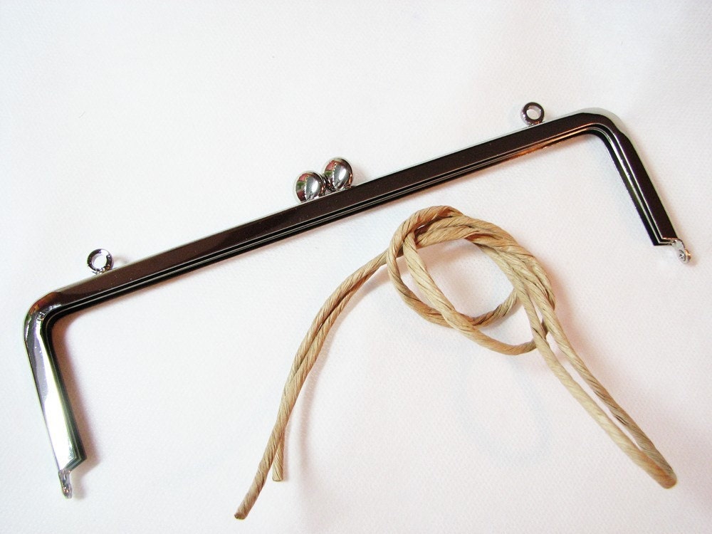 Metal Purse Frame 8 1/4 W x 2 1/2 H Double Loops Rectangular Silver