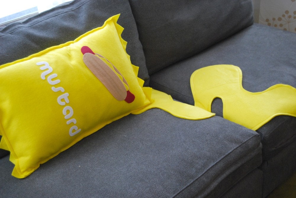 Mustard  Pillow and Spill-- Perfect for Boyfriends, Foodies and Kids